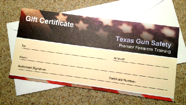 Gift Certificates Texas Gun Safety